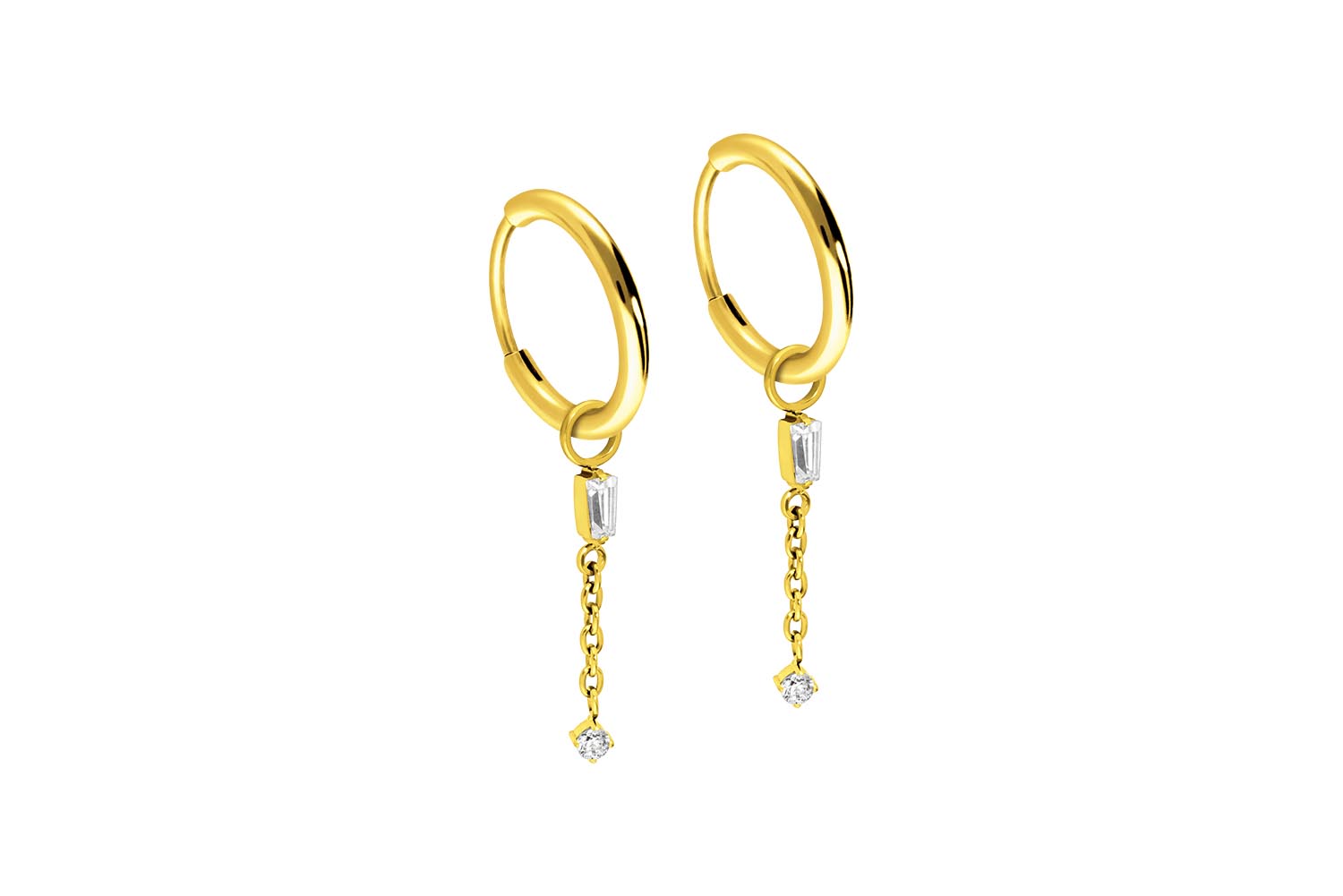 Titan Ohrclicker Creolen 2 KRISTALLE + KETTE von Piercingline